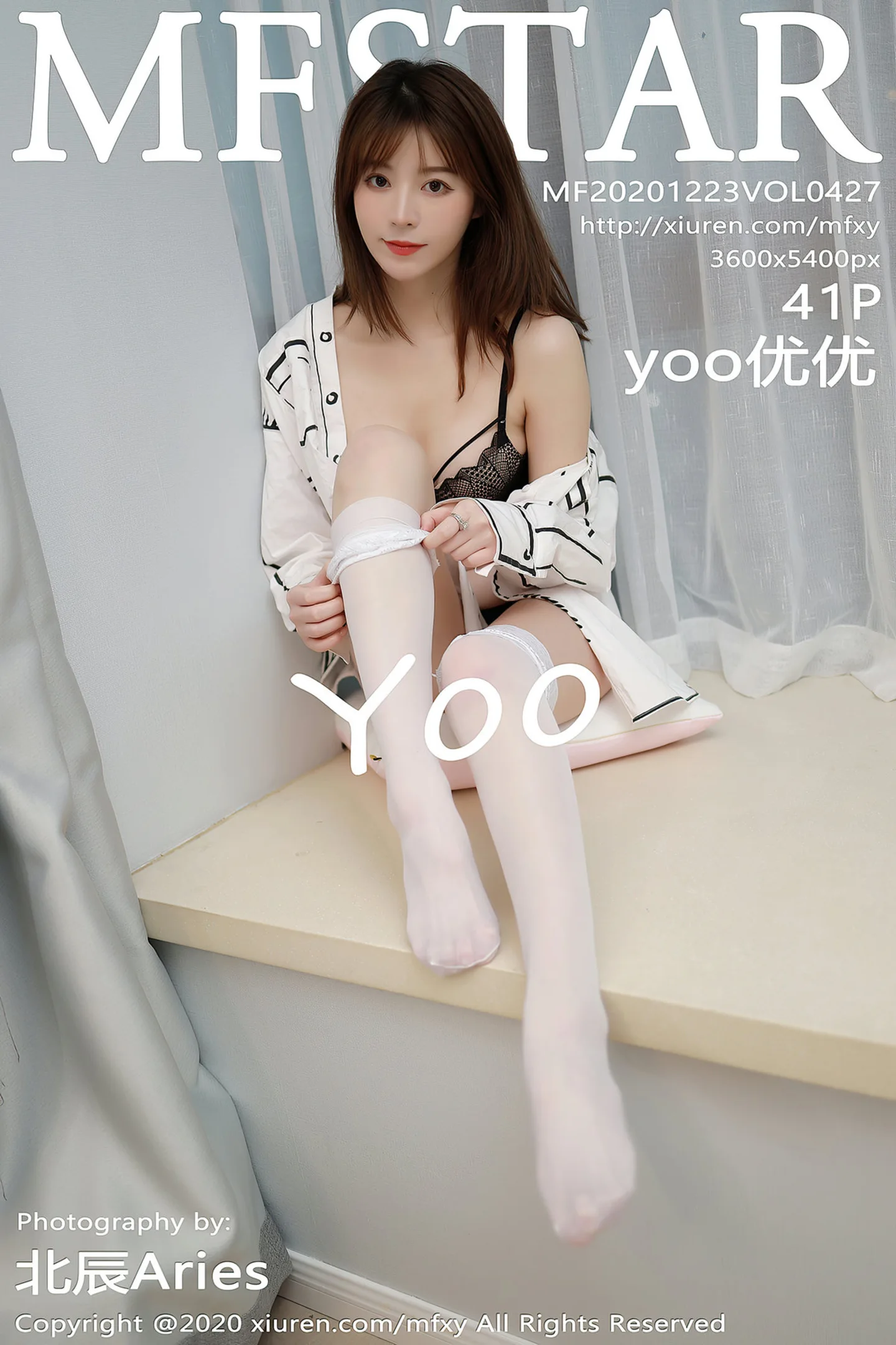 [MFStar模范学院]Vol.427_嫩模Yoo优优性感衬衫露黑色内衣配黑白蕾丝袜诱惑写真41P-秀人网 - XiuRen.Xyz